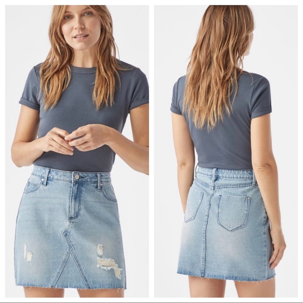 Just Fab High Rise distressed denim jean skirt 31